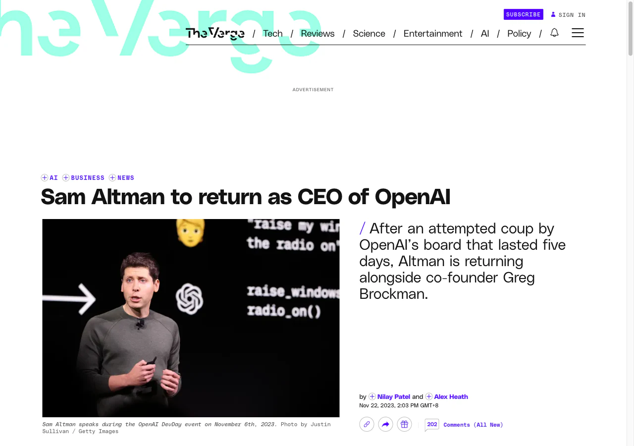 Sam Altman 罢免风波相关报道