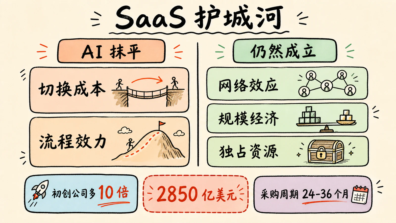AI 可能抹平与仍然保留的 SaaS 护城河