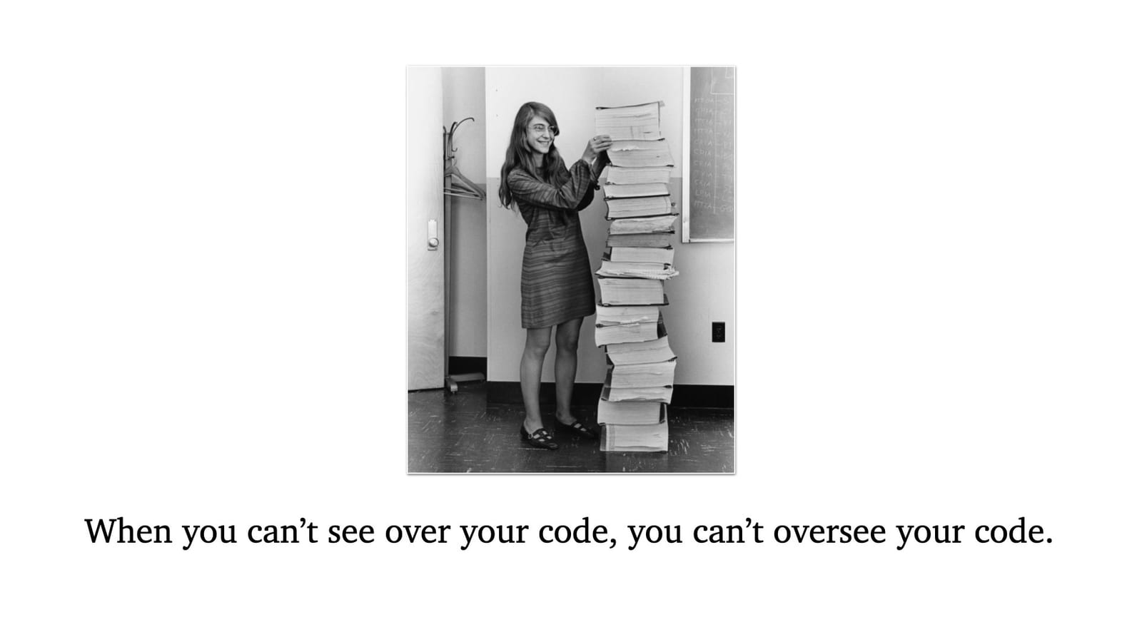 Illustration accompanying “By the way: this is her code. This is what she was managing. This is her VS Code.”