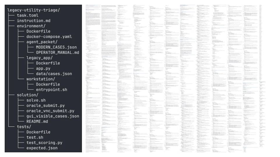 A median Terminal-Bench 3.0 task with many files and thousands of lines of code